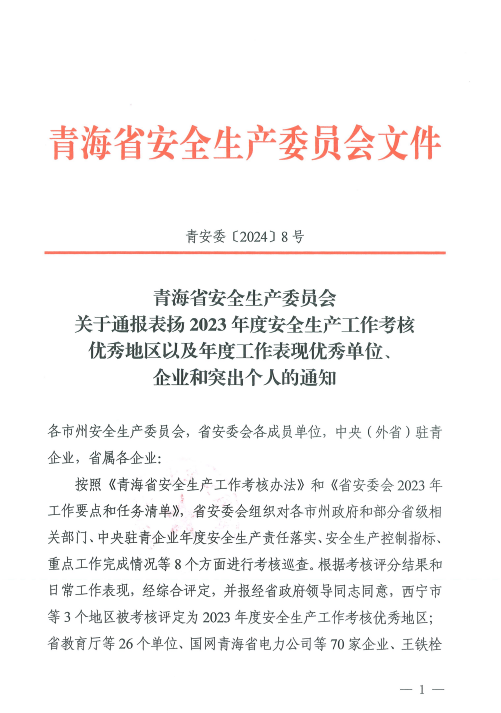喜報(bào)！2023年度安全生產(chǎn)工作優(yōu)秀企業(yè)和突出個(gè)人名單揭曉！